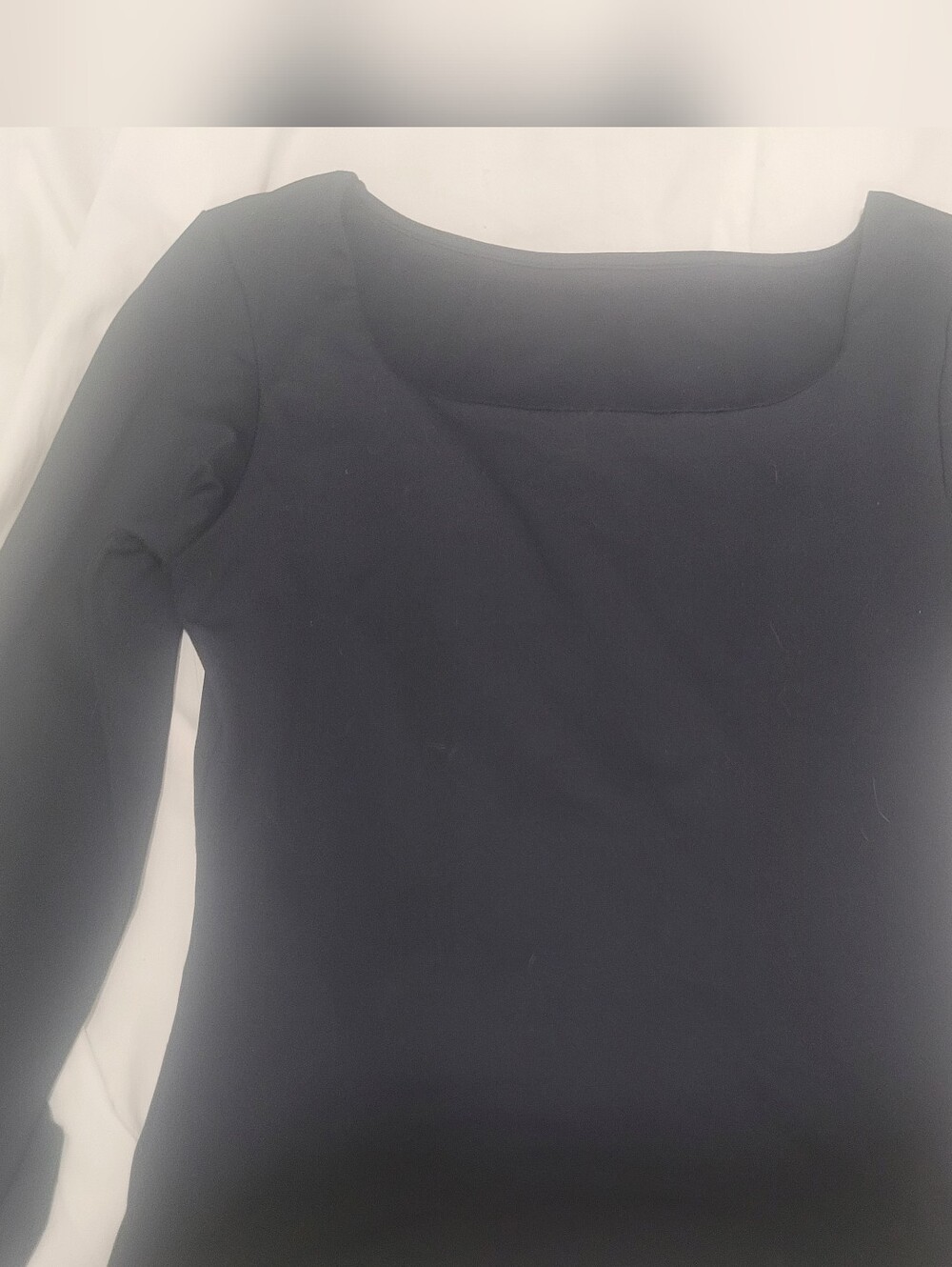 Women’s Black Square Neck Long Sleeve Top
